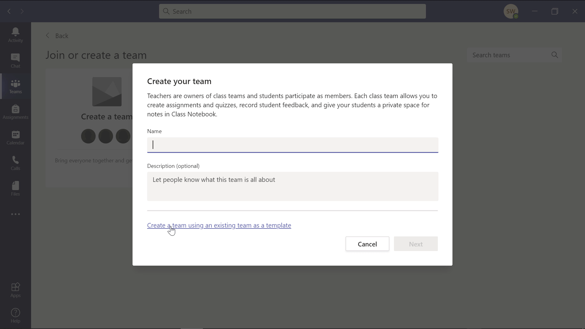 Tip 15: Create a new Team using a template